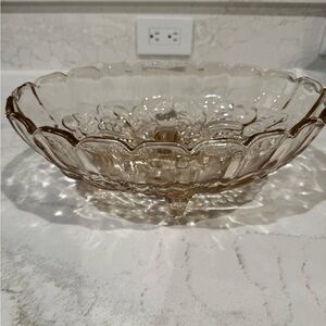 Vintage Indiana Glass Peach /pink Oval fruit  Bowl